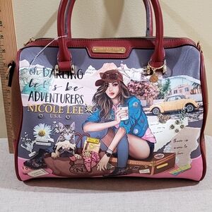 Nicole Lee Pink and Purple Graphic Satchel